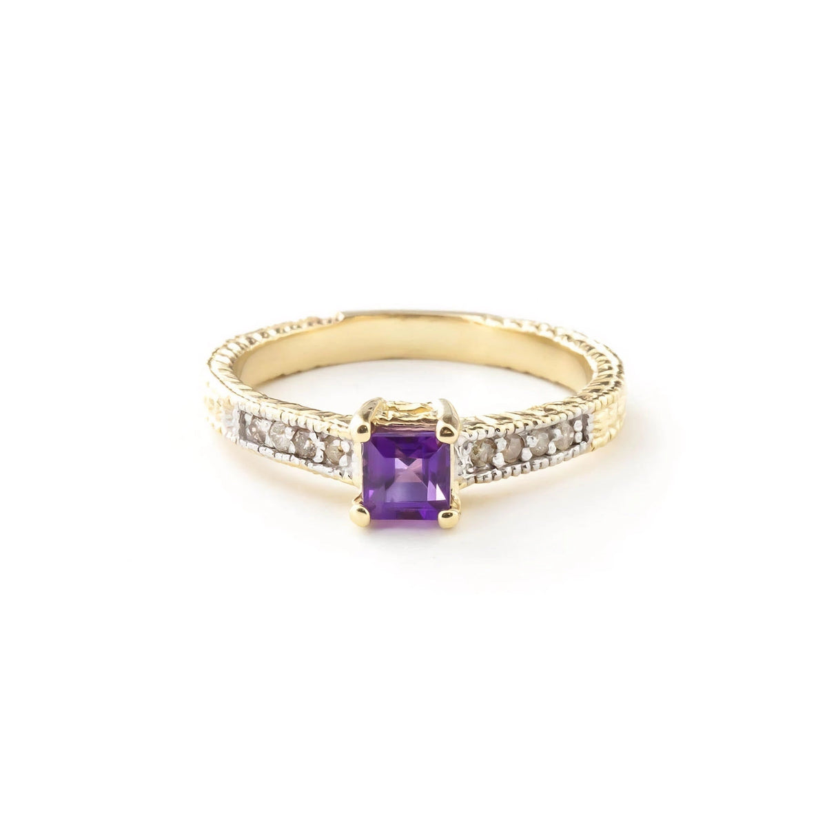 Yellow Gold Ring Amethyst 10K — Ginevra