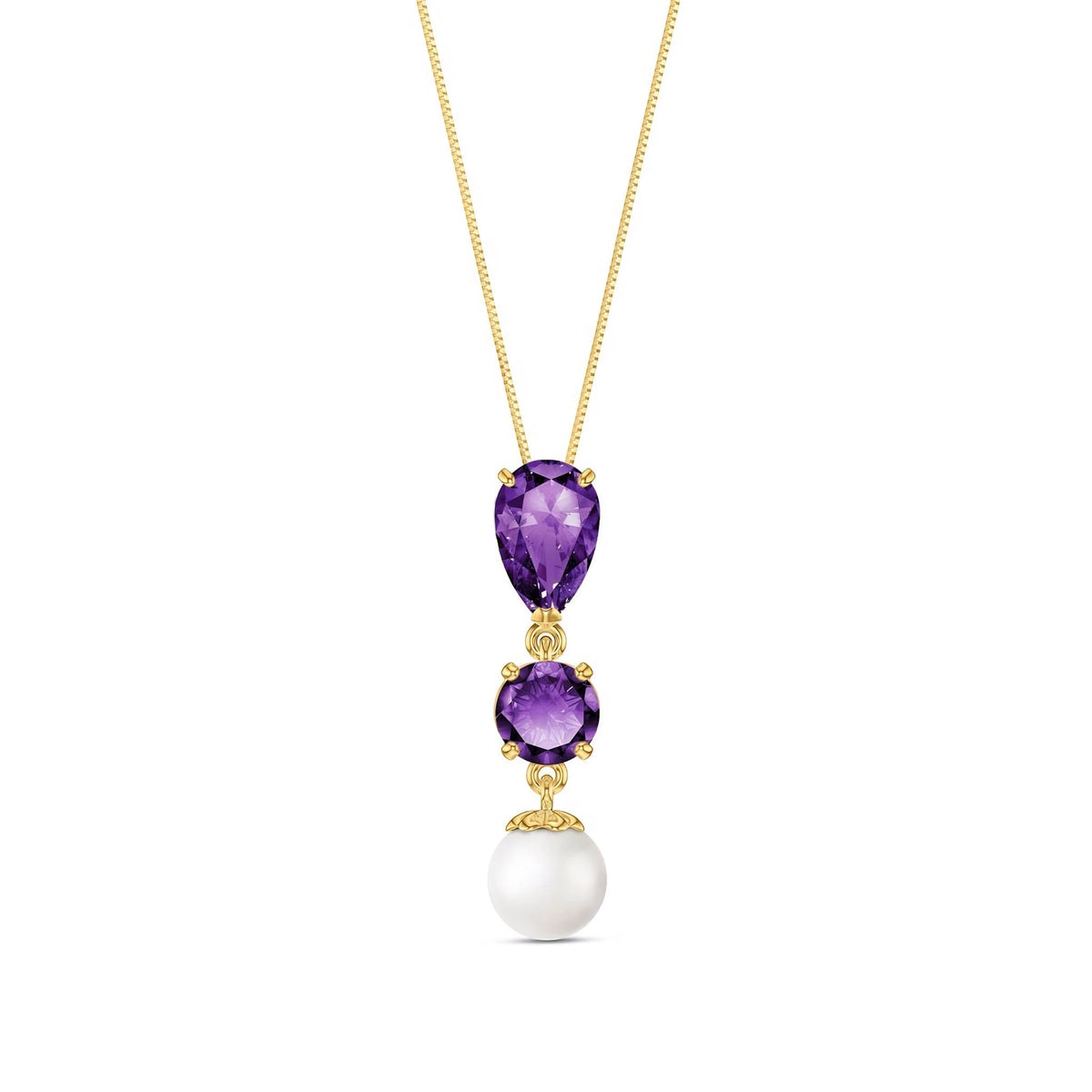 Yellow Gold Atelier Necklace Pearl & Amethyst — Domitilla