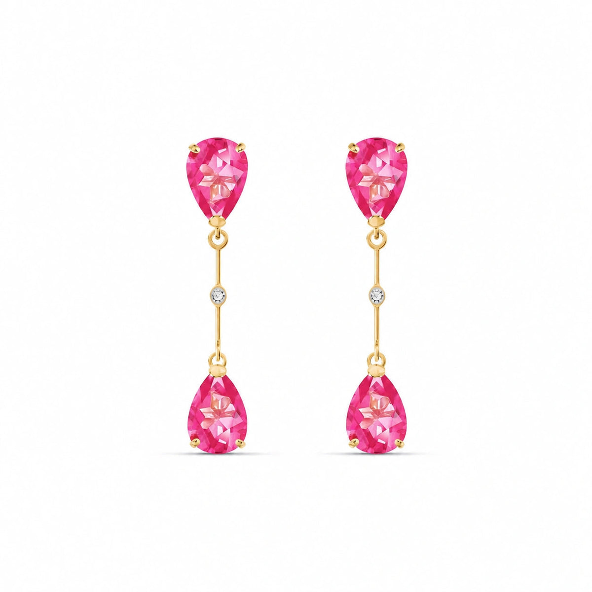 Yellow Gold Heritage Earrings Pink Topaz 10K — Paola