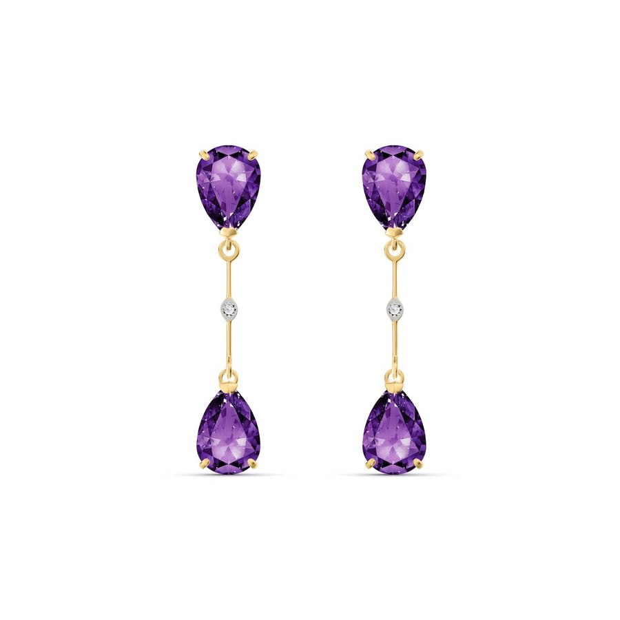 Yellow Gold Heritage Earrings Amethyst 10K — Paola