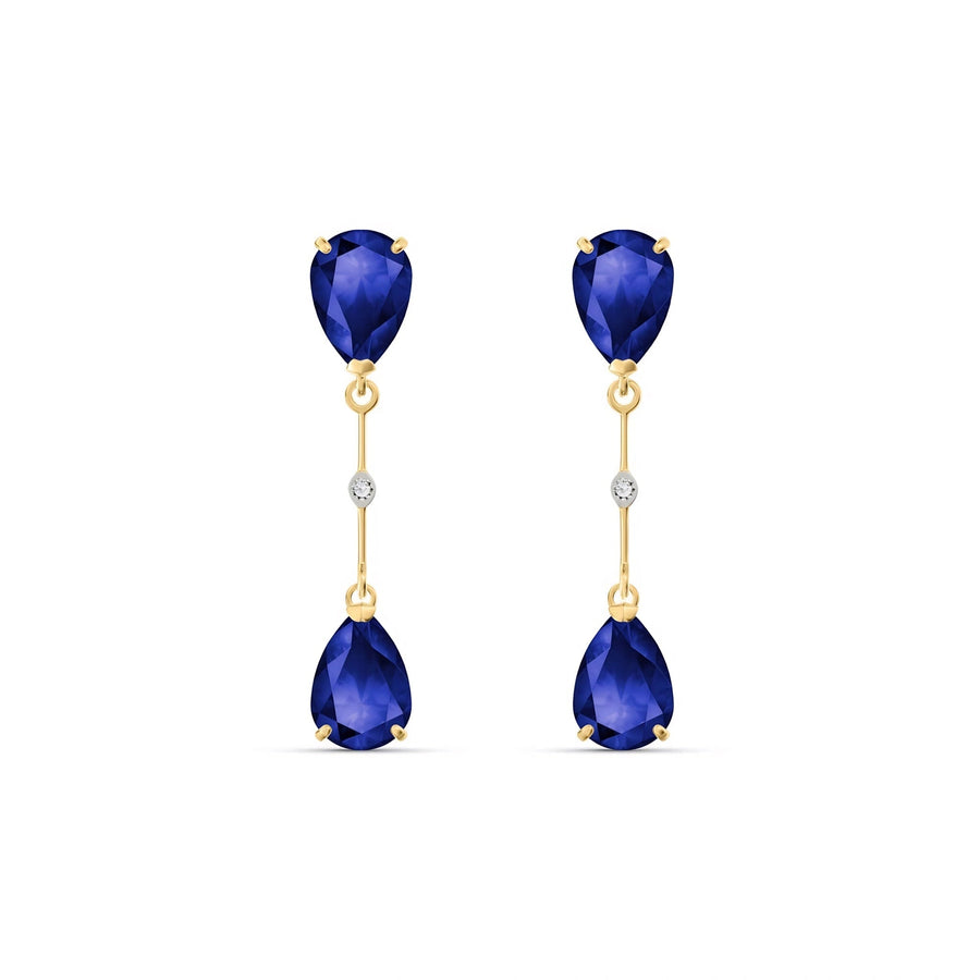 Yellow Gold Heritage Earrings Sapphire 10K — Paola