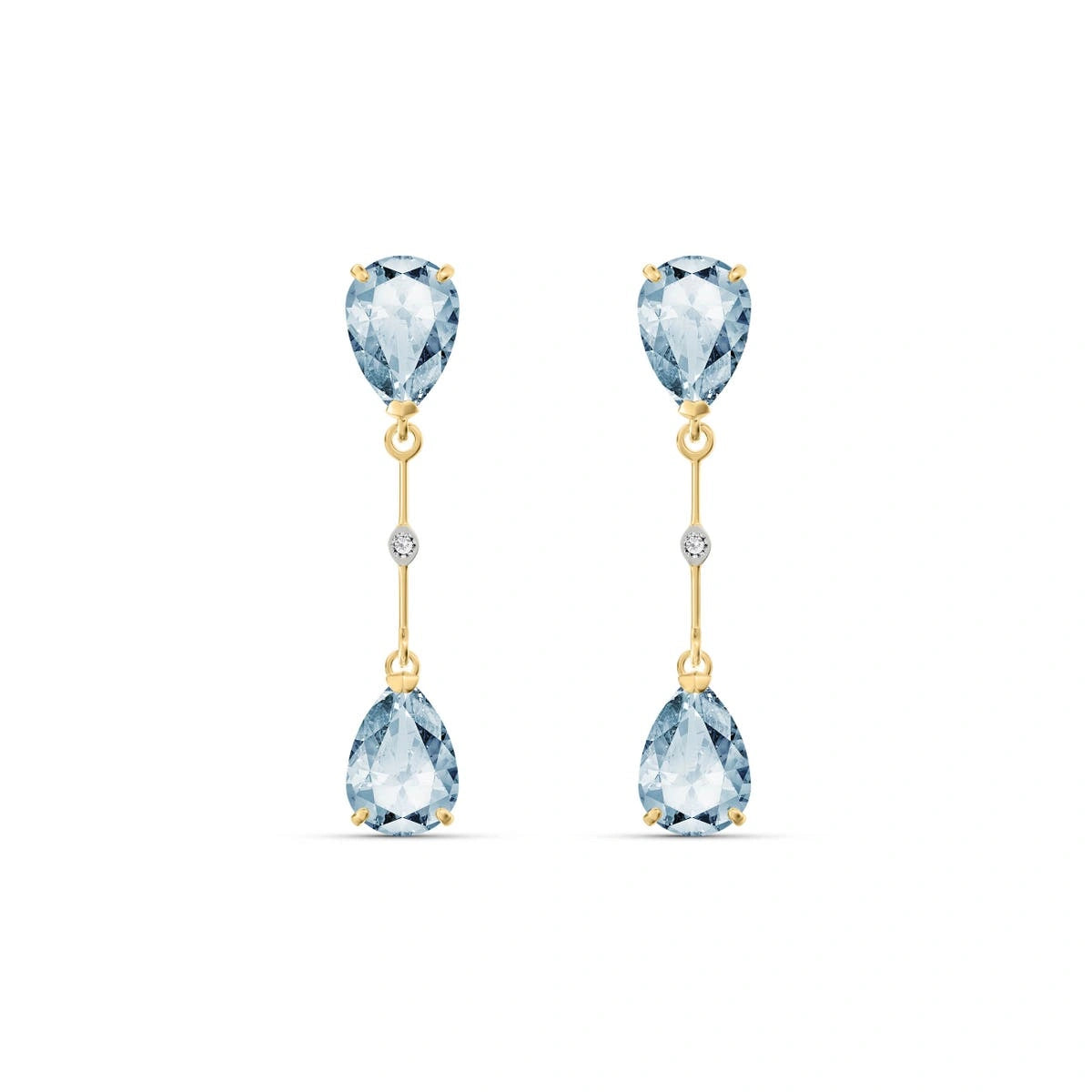 Yellow Gold Heritage Earrings Aquamarine 10K — Paola
