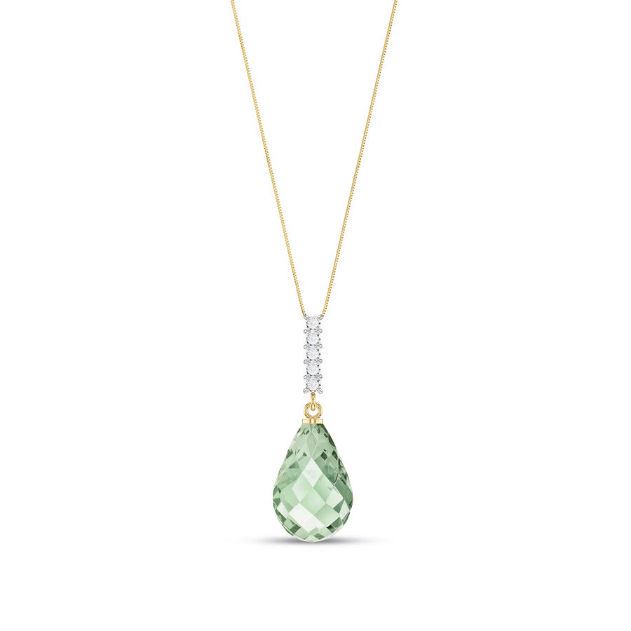 Yellow Gold Pendant Necklace Green Amethyst 10K — Cinzia