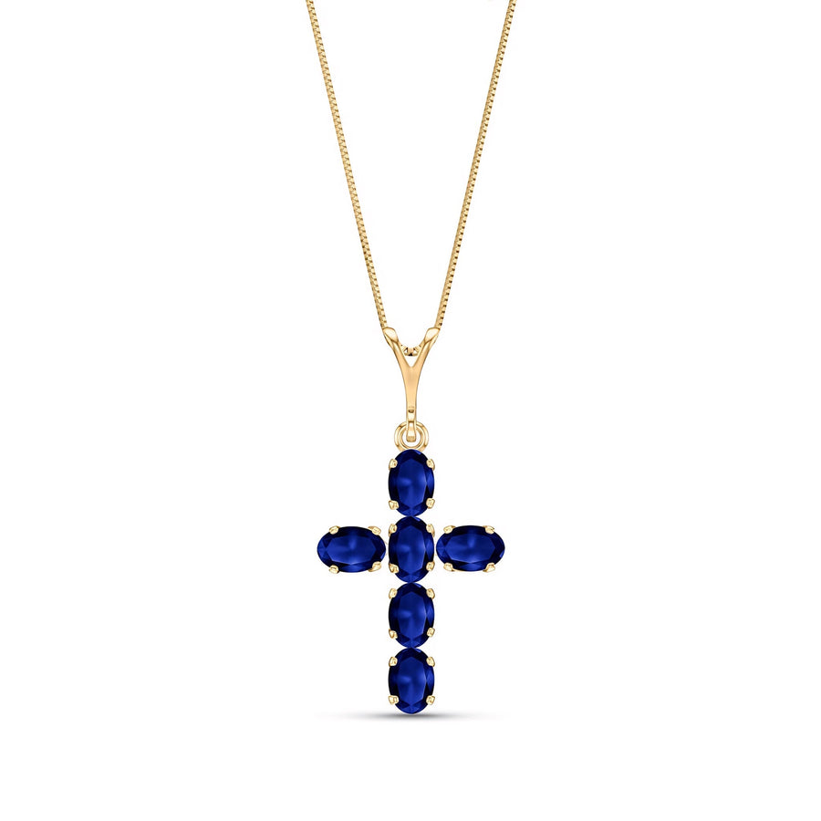 Yellow Gold Cross Necklace Aquamarine 10K — Eleonora