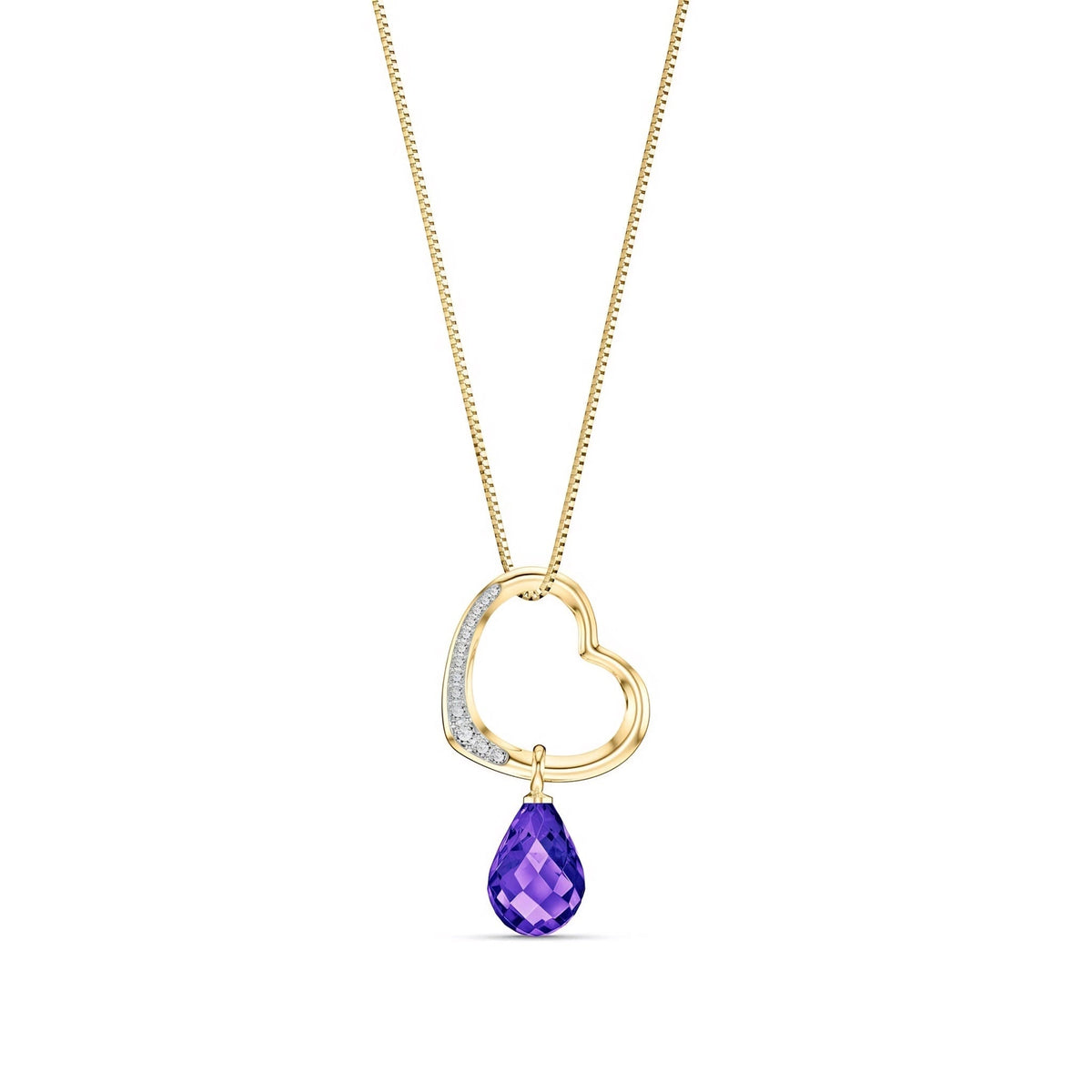 Yellow Gold Modern Pendant Necklace Amethyst 10K — Romilda