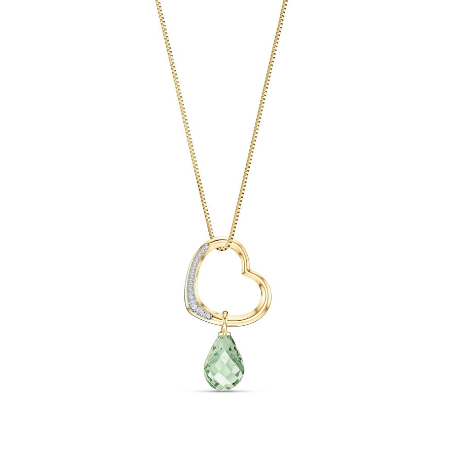 Yellow Gold Modern Pendant Necklace Green Amethyst 10K — Romilda