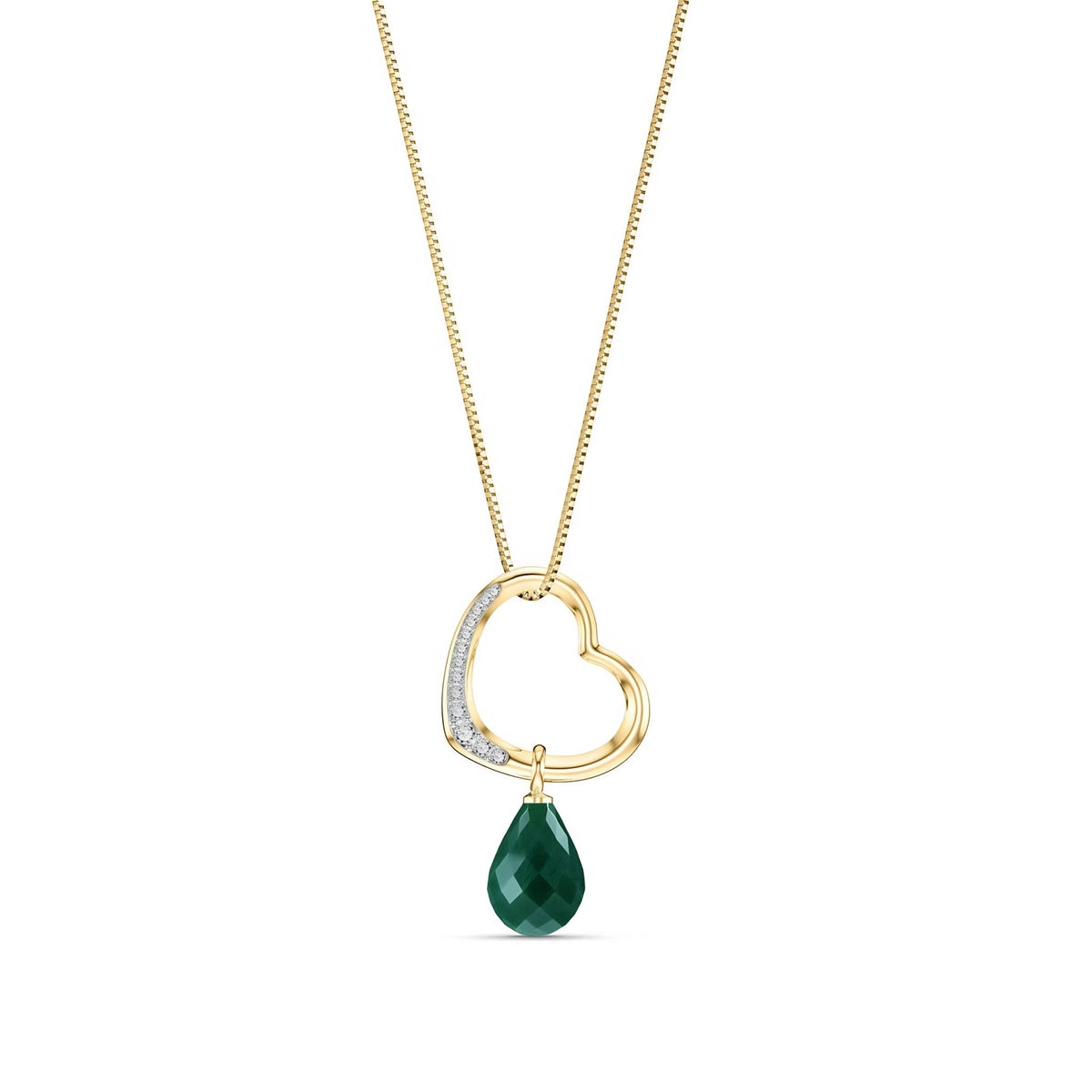 Yellow Gold Modern Pendant Necklace Emerald & Diamond — Romilda