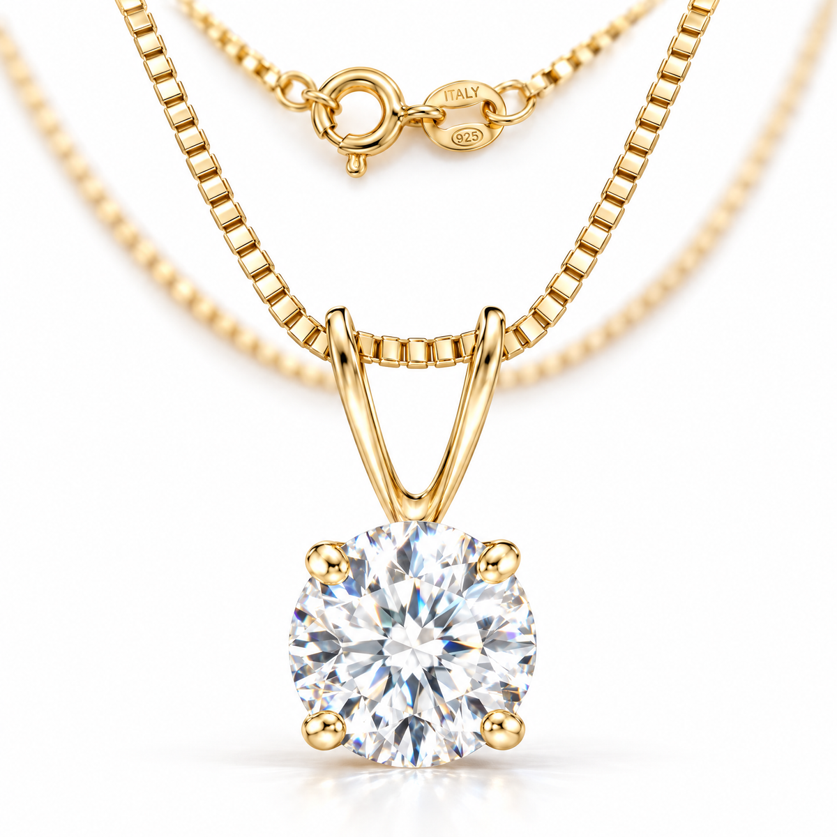 Yellow Gold Lia lab-grown diamond necklace, shown with chain and clasp detail.