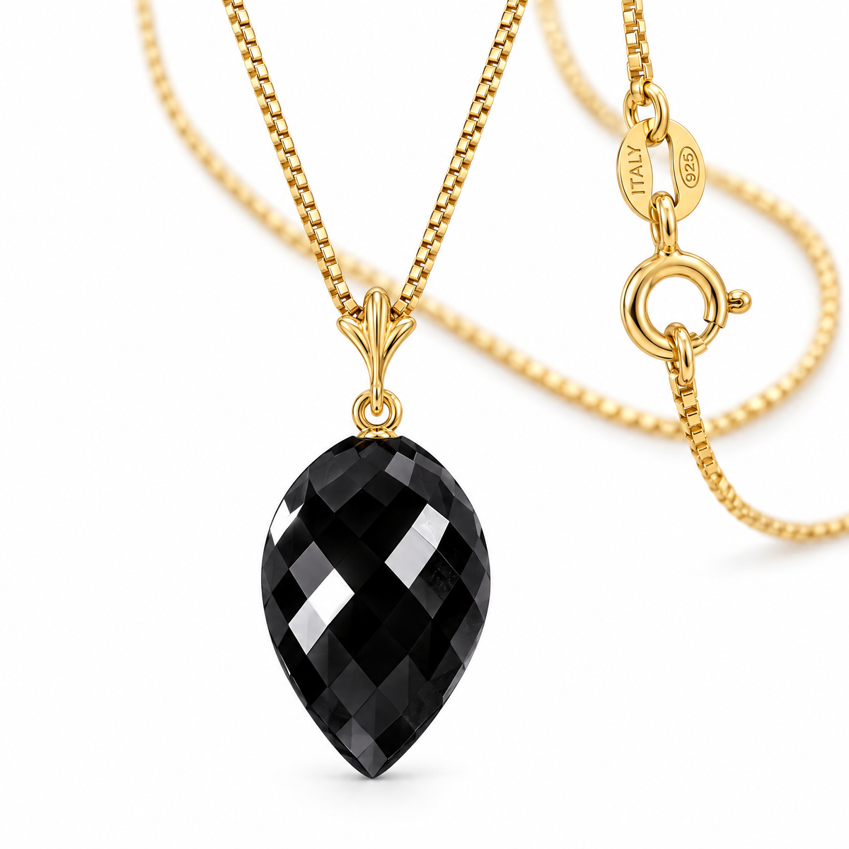 Yellow Gold Primavera natural spinel necklace, shown with chain and clasp detail.