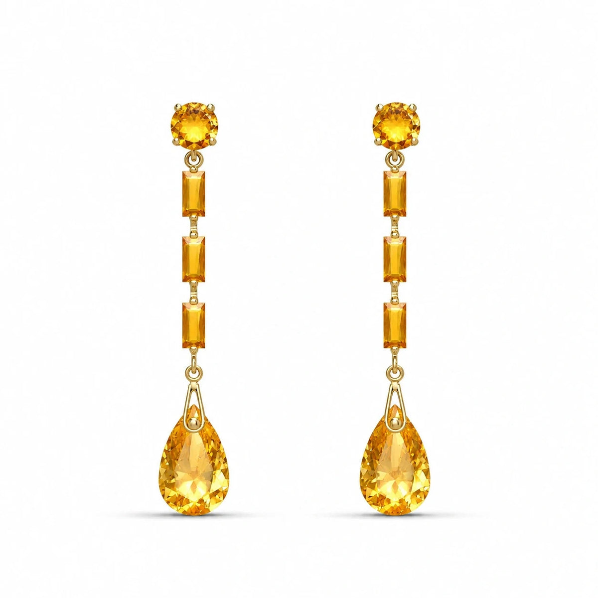 Yellow Gold Earrings Citrine — Marzia Earrings, front view