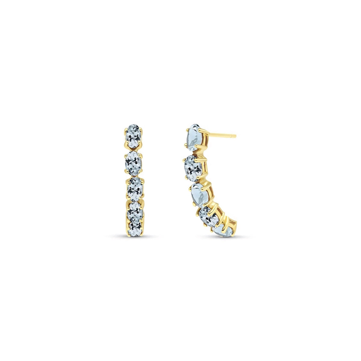Yellow Gold Earrings Aquamarine — Calliope Eternal Earrings, front view