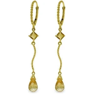 Yellow Gold Earrings Citrine — Palma Earrings, front view