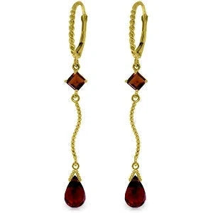 Yellow Gold Earrings Garnet — Palma Earrings, front view