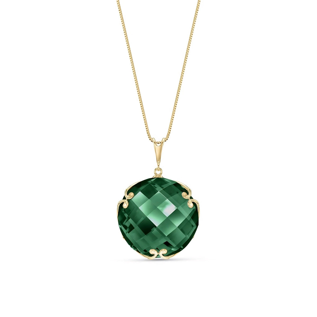 Yellow Gold Necklace Green Sapphire — Fabrizia Grace Pendant Necklace, front view
