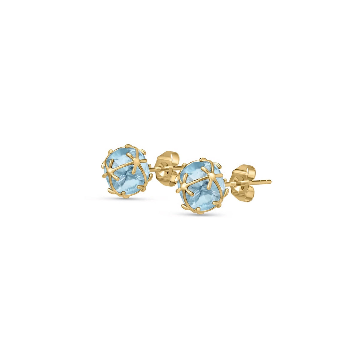 Yellow Gold Earrings Aquamarine — Alida Earrings, front view