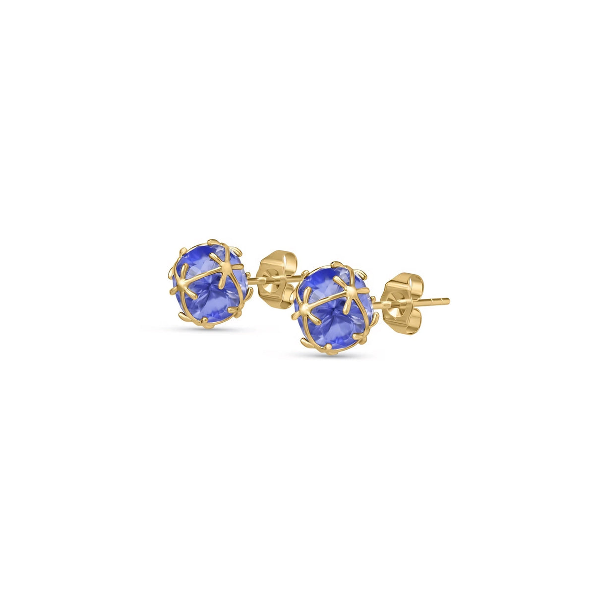 Yellow Gold Earrings Tanzanite — Alida Earrings, front view