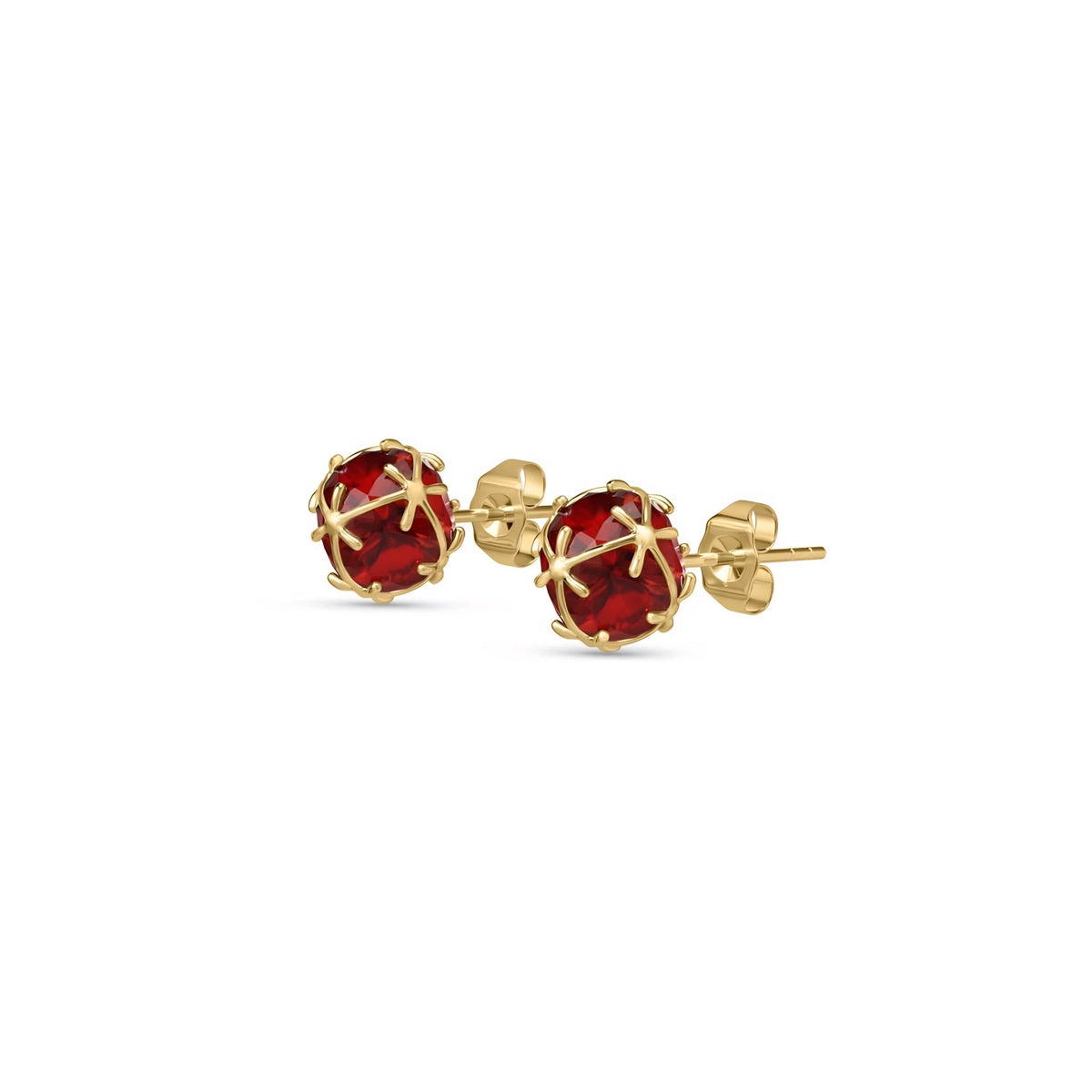 Yellow Gold Earrings Ruby — Alida Earrings, front view