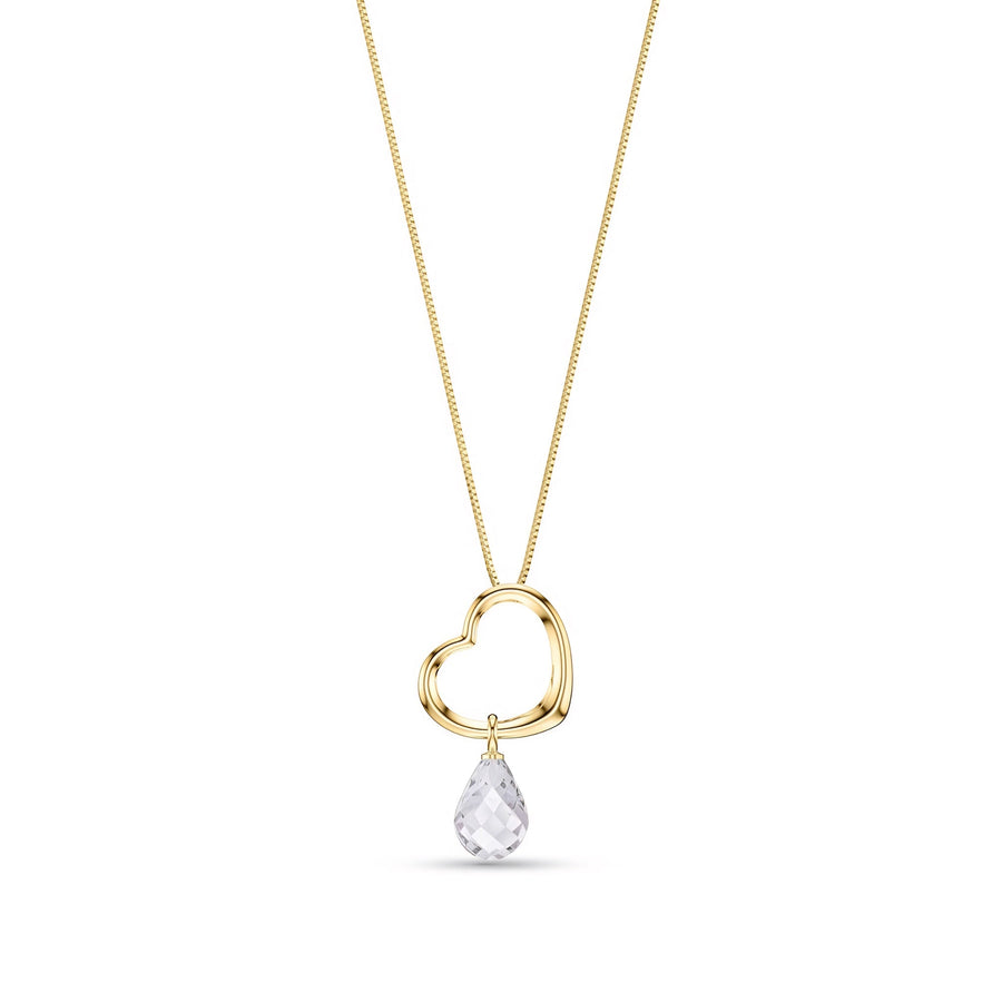 Yellow Gold Celeste Pendant Necklace Pink Topaz 10K — Giuseppa