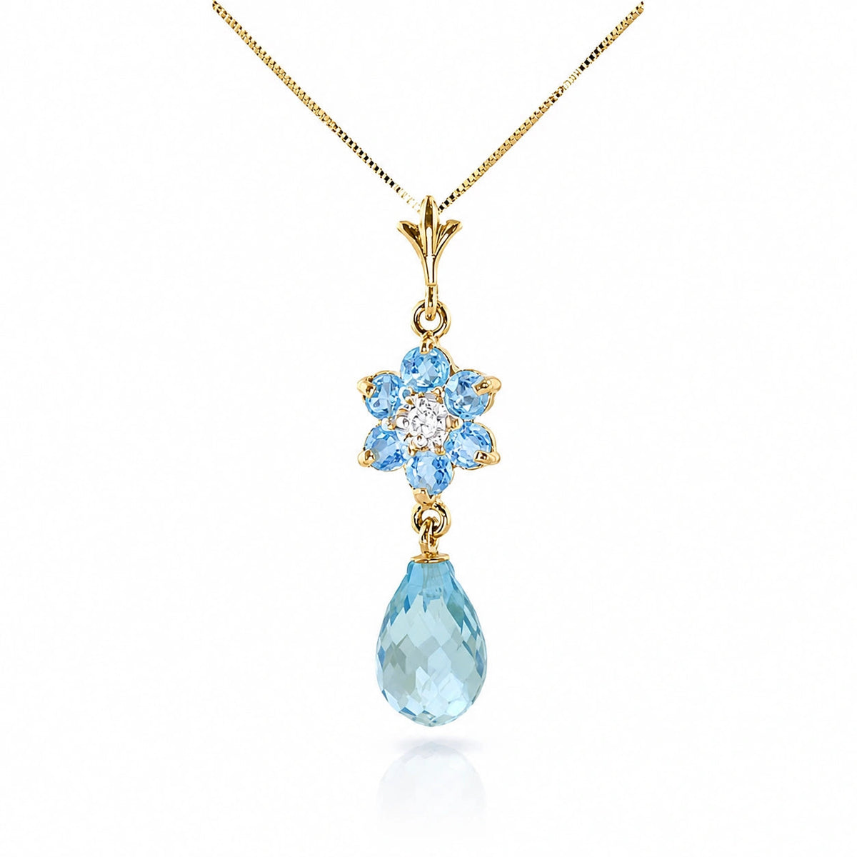 Yellow Gold Diamond & Blue Topaz — Zeffirina