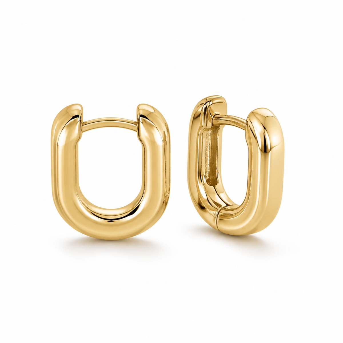 Yellow Gold — Arco Piccolo Huggie Earrings — view 1