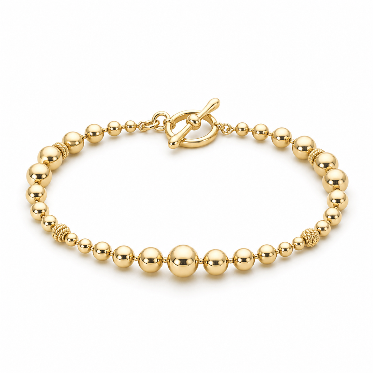 Yellow Gold — Rosario Sphere Chain Bracelet — view 1