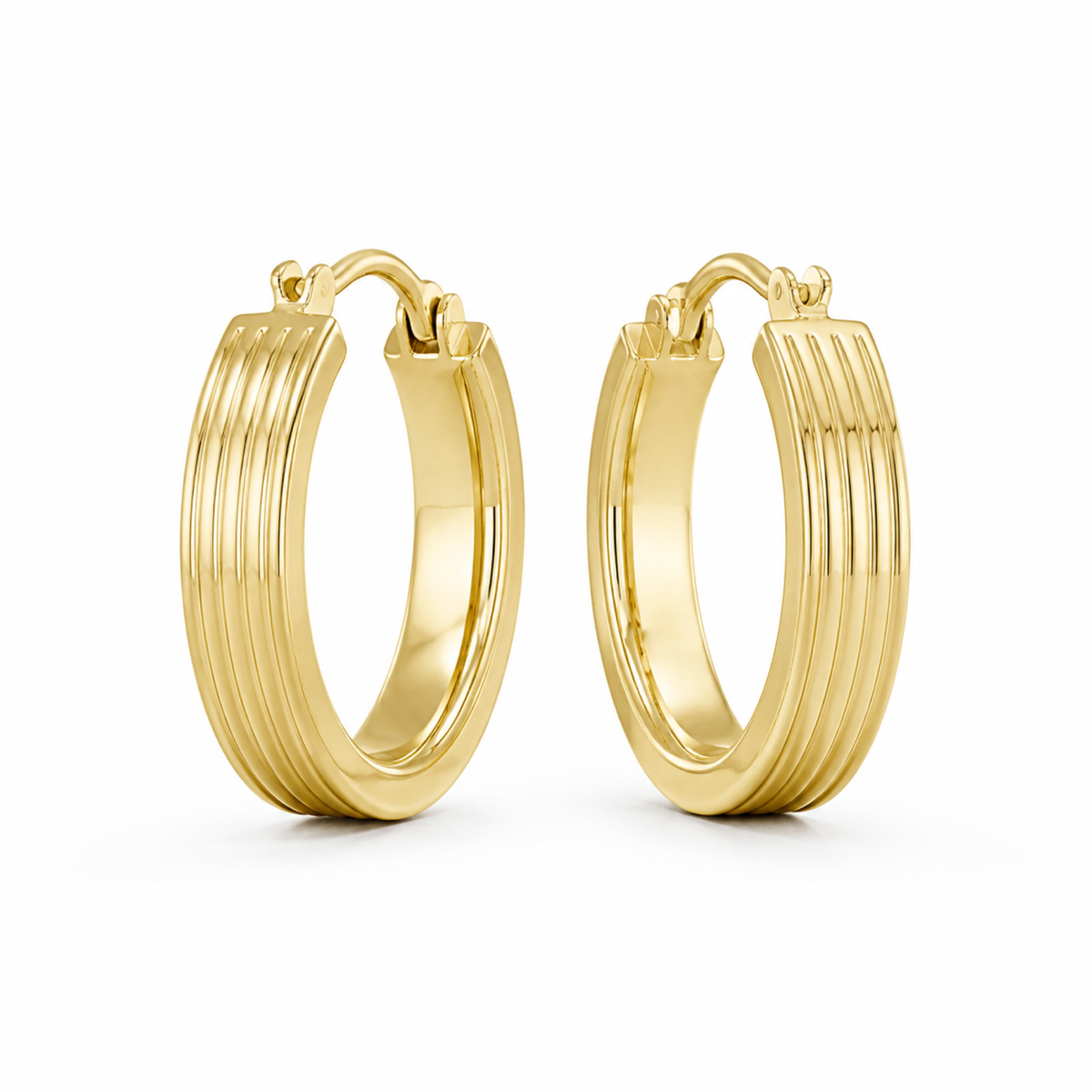 Yellow Gold — Portico Medium Hoop Earrings — view 1