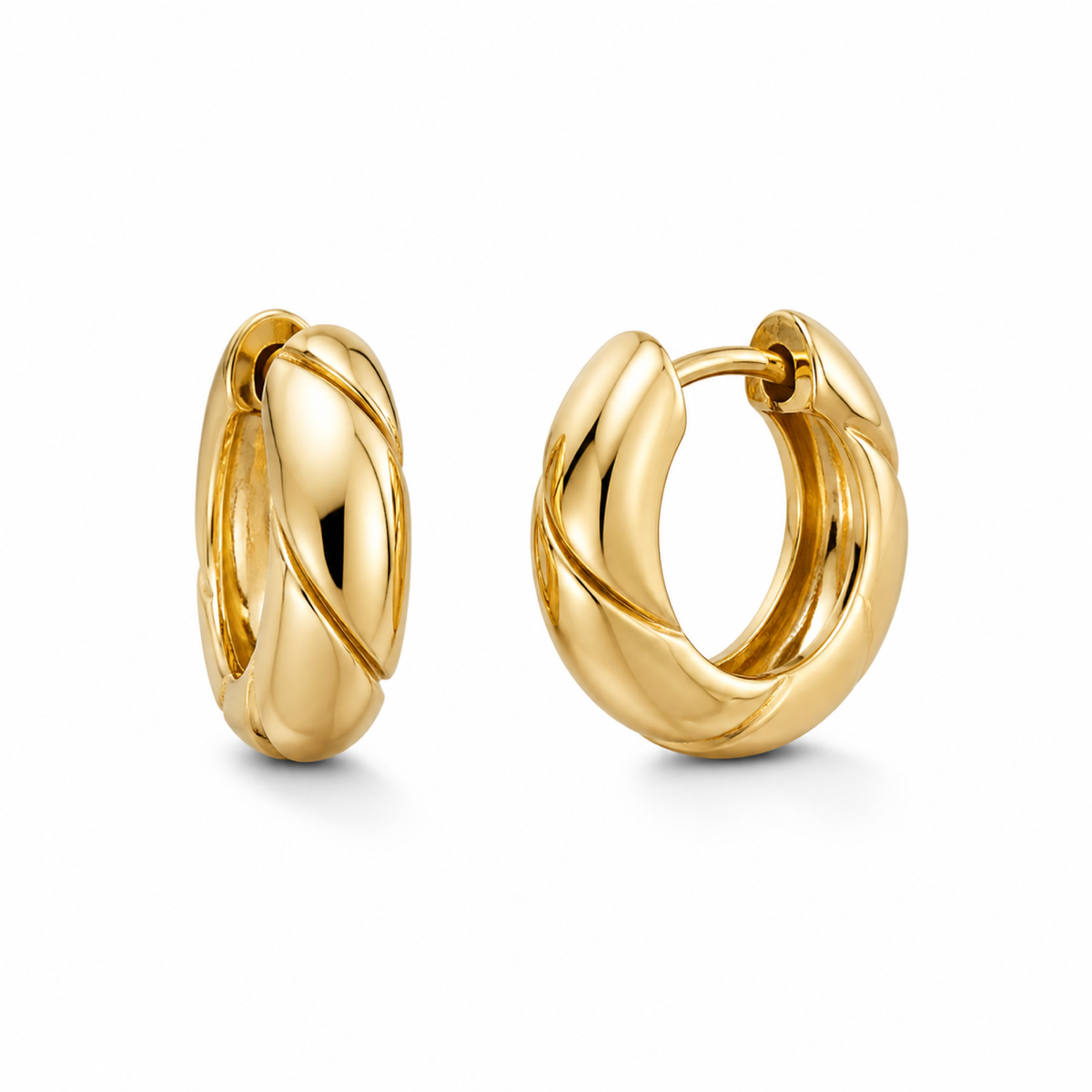 Yellow Gold — Volta Medium Hoop Earrings — view 1