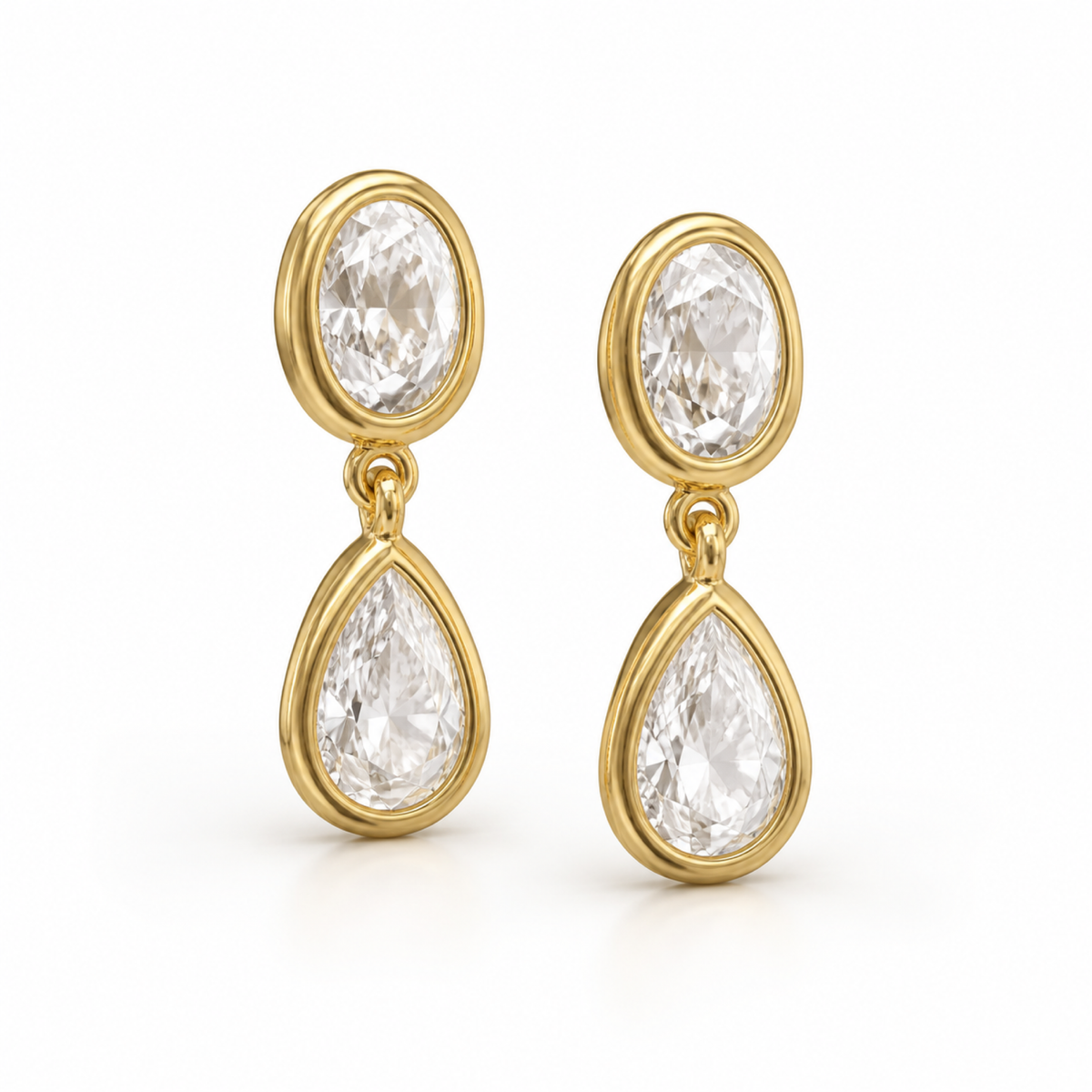 Yellow Gold — Goccia Bianca Sapphire Drop Earrings — view 1