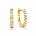 Yellow Gold — Stellina White Sapphire Huggie Earrings — view 1