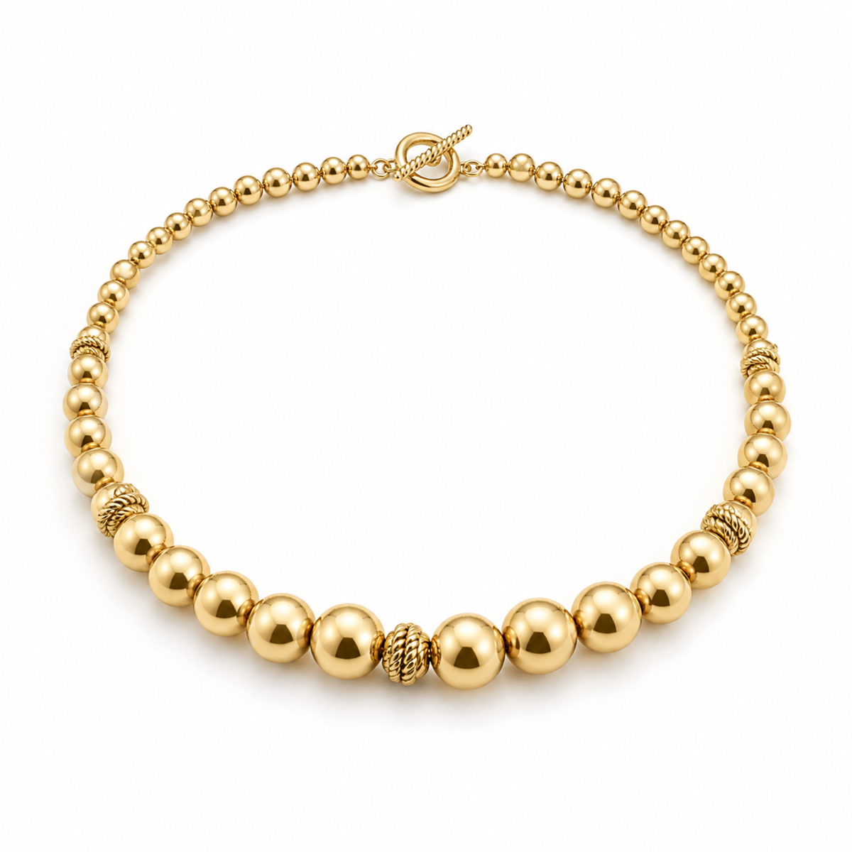 Yellow Gold — Rosario Sphere Chain Necklace — view 1
