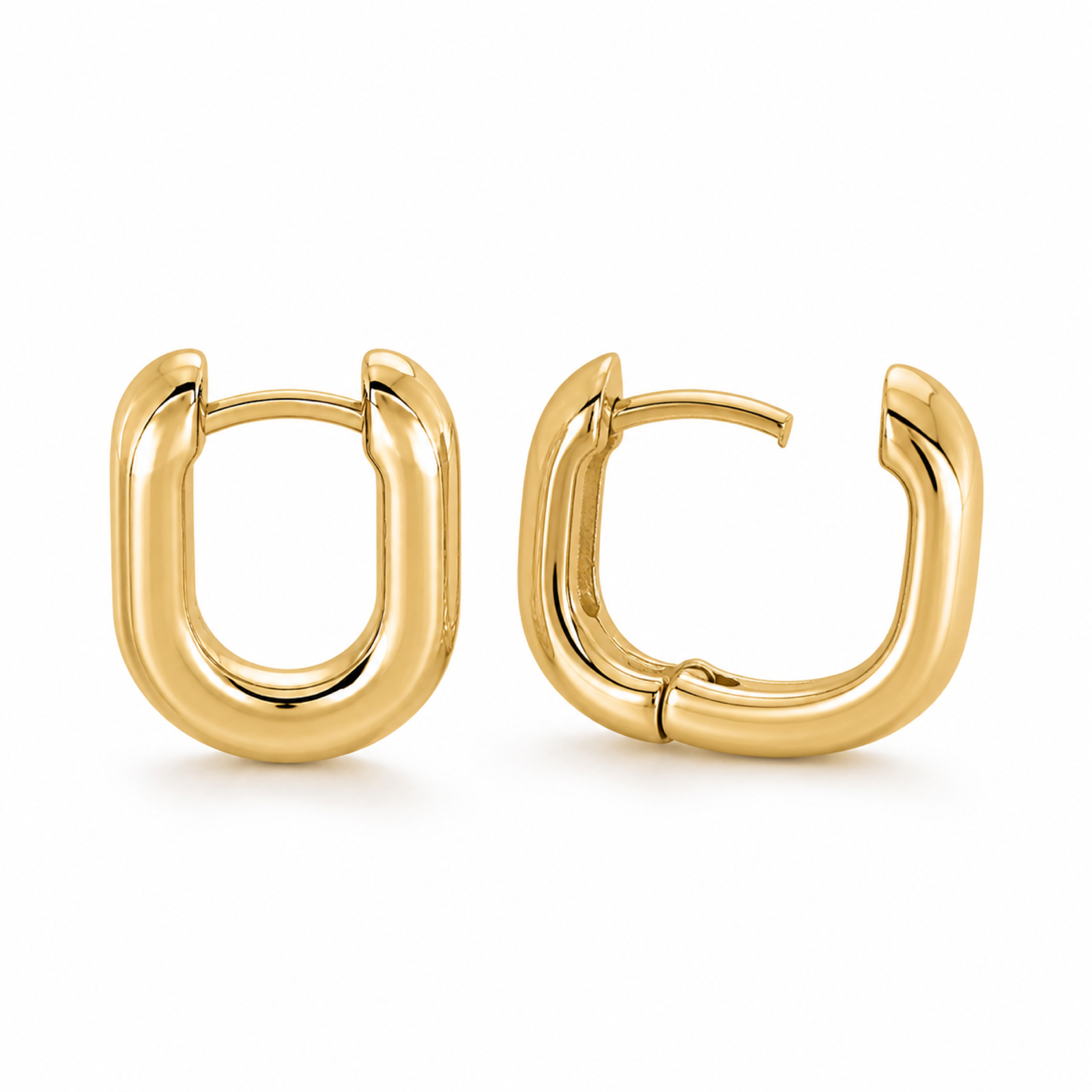 Yellow Gold — Arco Piccolo Huggie Earrings — view 2