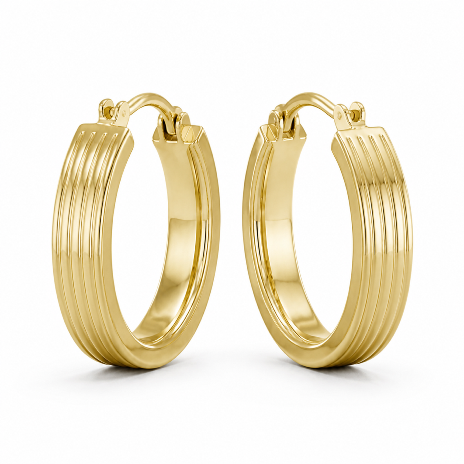 Yellow Gold — Portico Medium Hoop Earrings — view 2