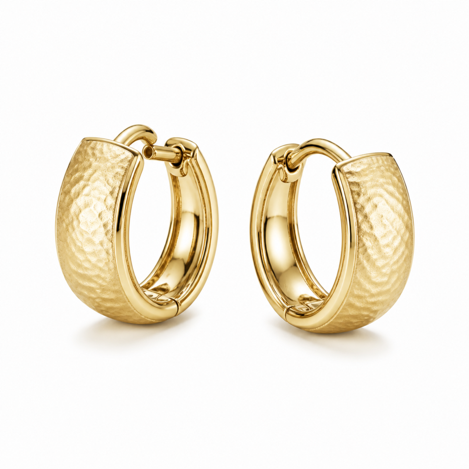Yellow Gold — Luna Piena Huggie Earrings — view 2