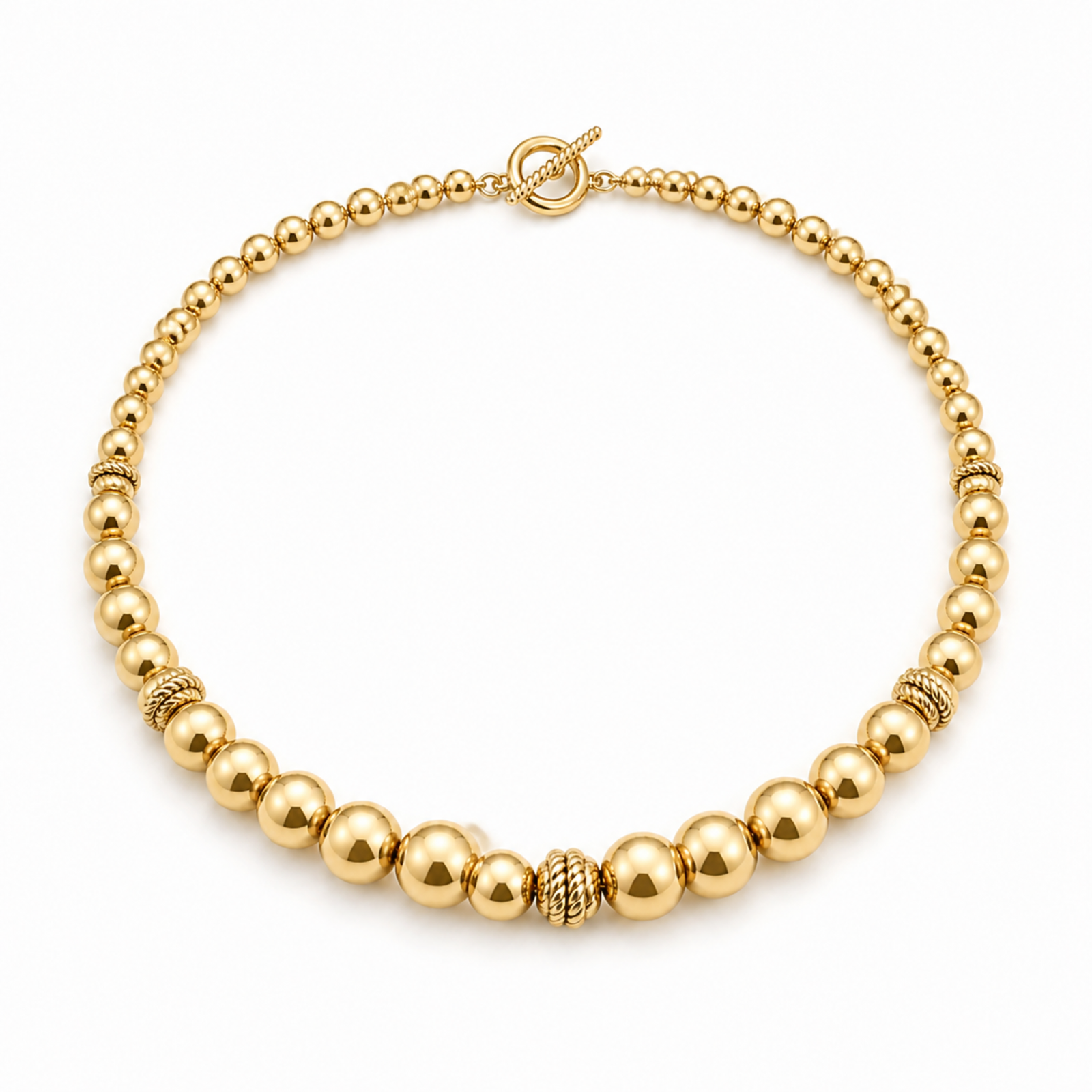 Yellow Gold — Rosario Sphere Chain Necklace — view 2