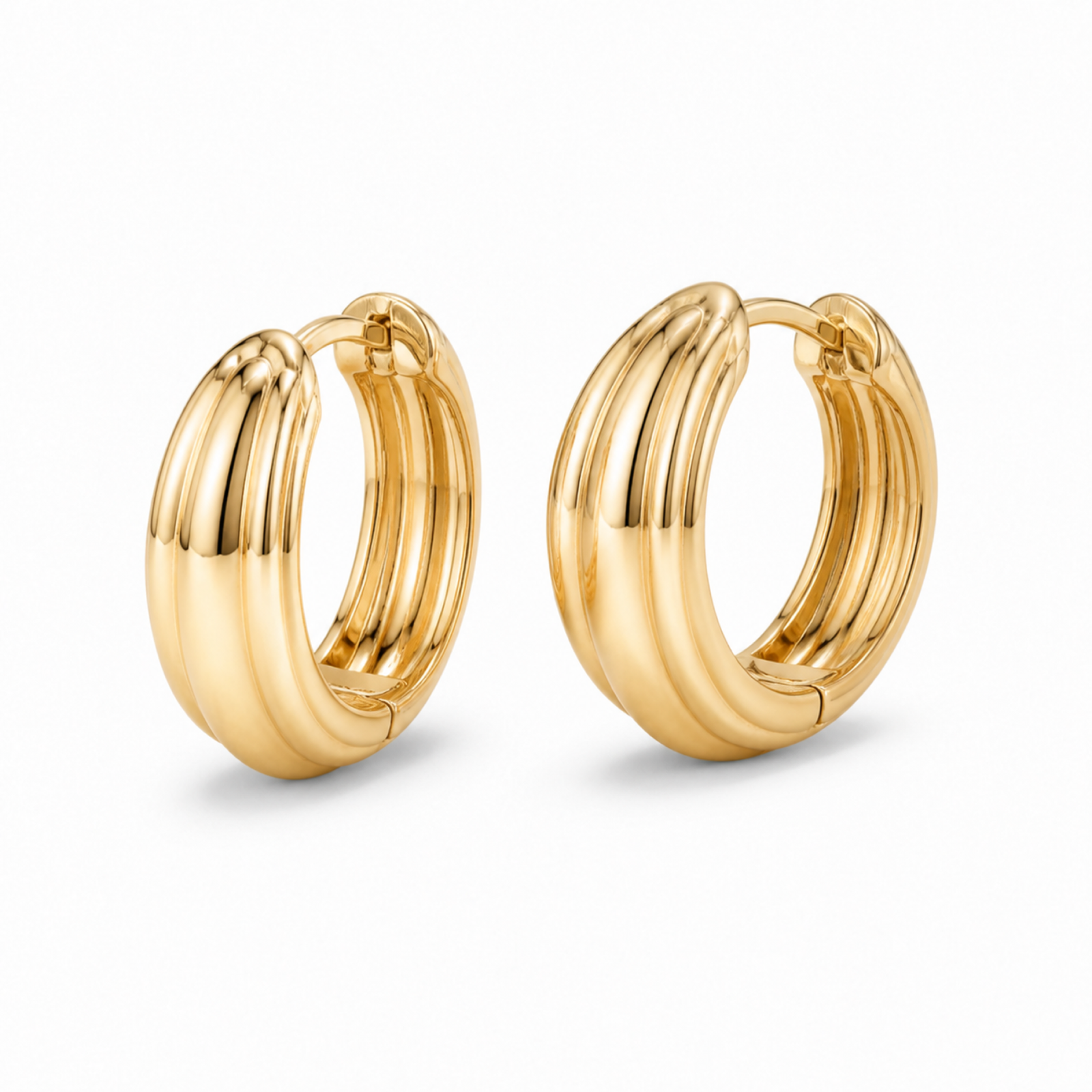 Yellow Gold — Cupola Huggie Earrings — view 2
