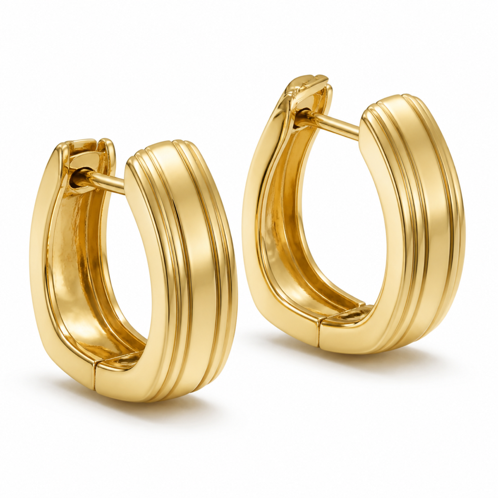 Yellow Gold — Cannele Grande Hoop Earrings — view 2