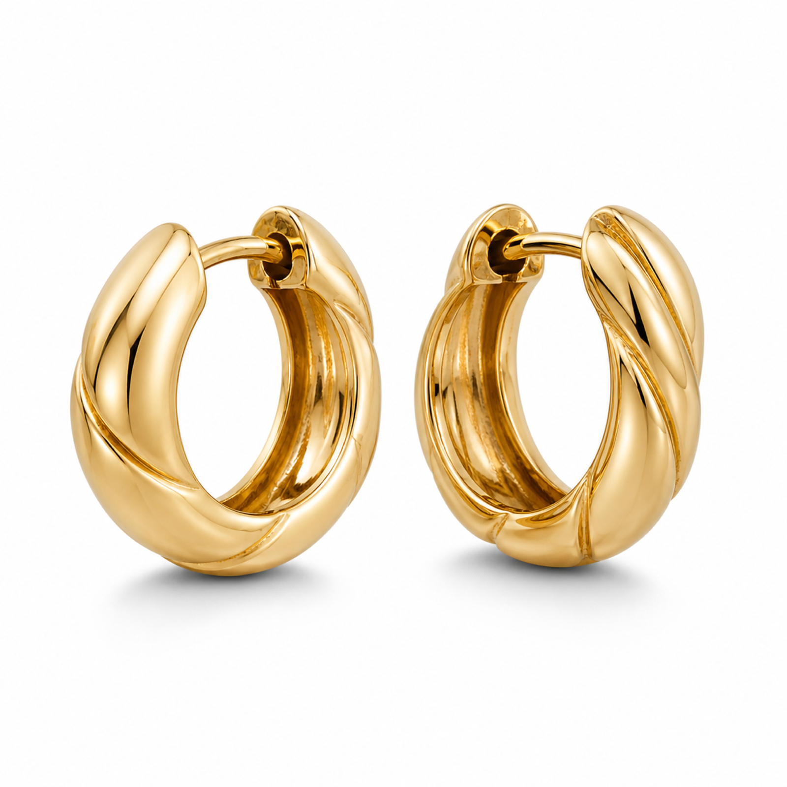 Yellow Gold — Volta Medium Hoop Earrings — view 2