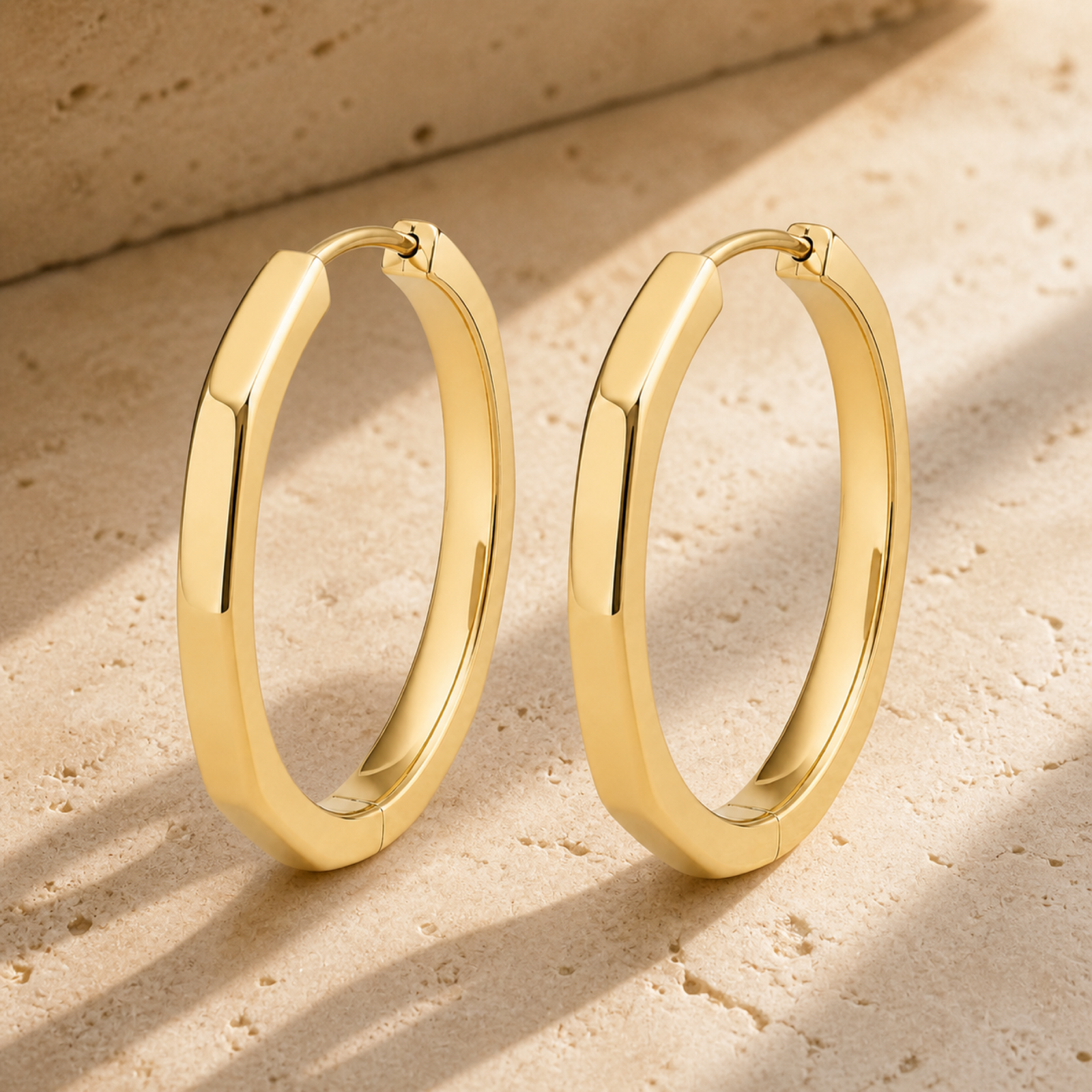 Yellow Gold — Arco Grande Hoop Earrings — view 3
