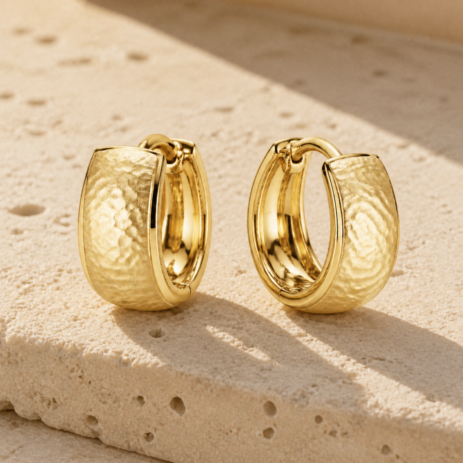 Yellow Gold — Luna Piena Huggie Earrings — view 3