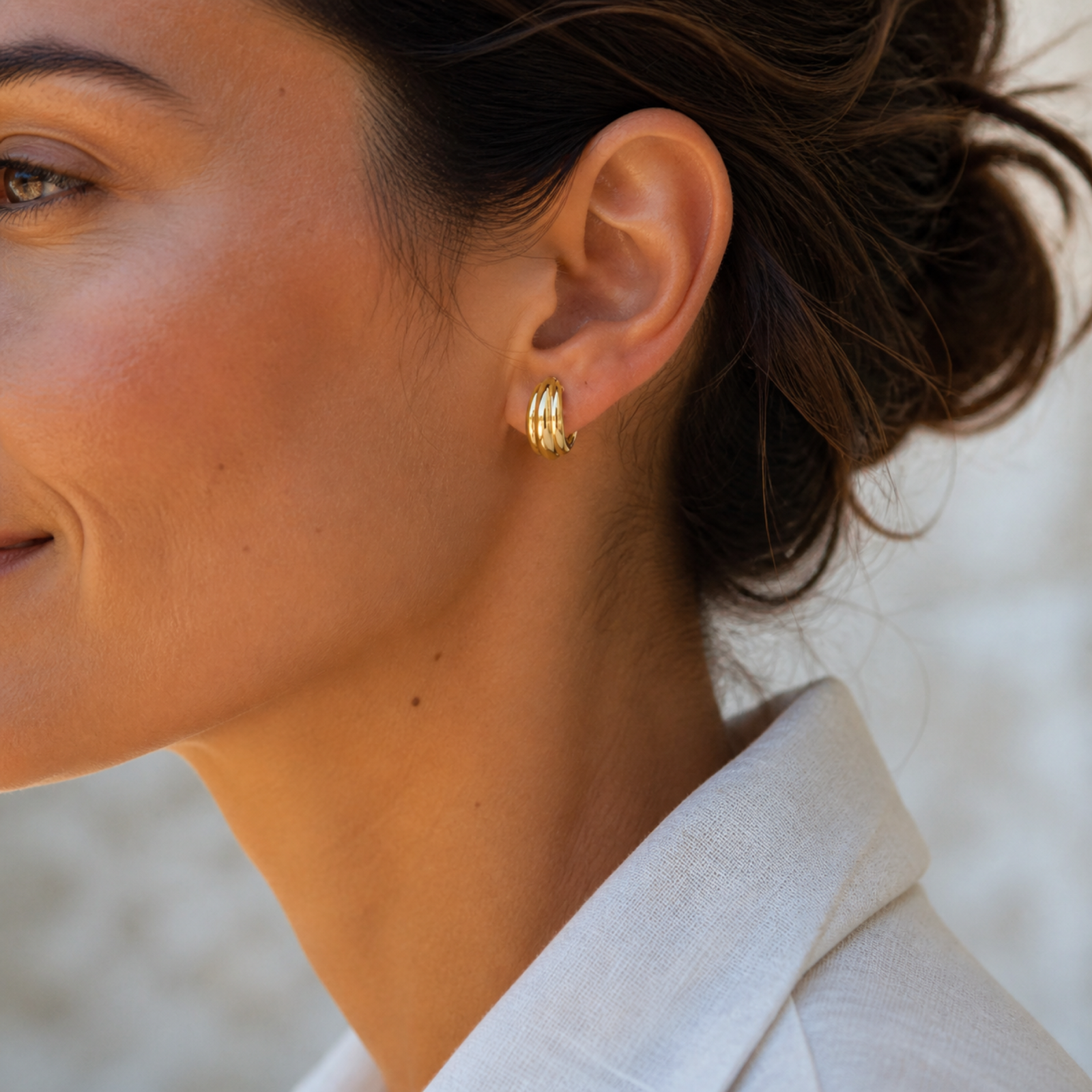 Yellow Gold — Cupola Huggie Earrings — view 4