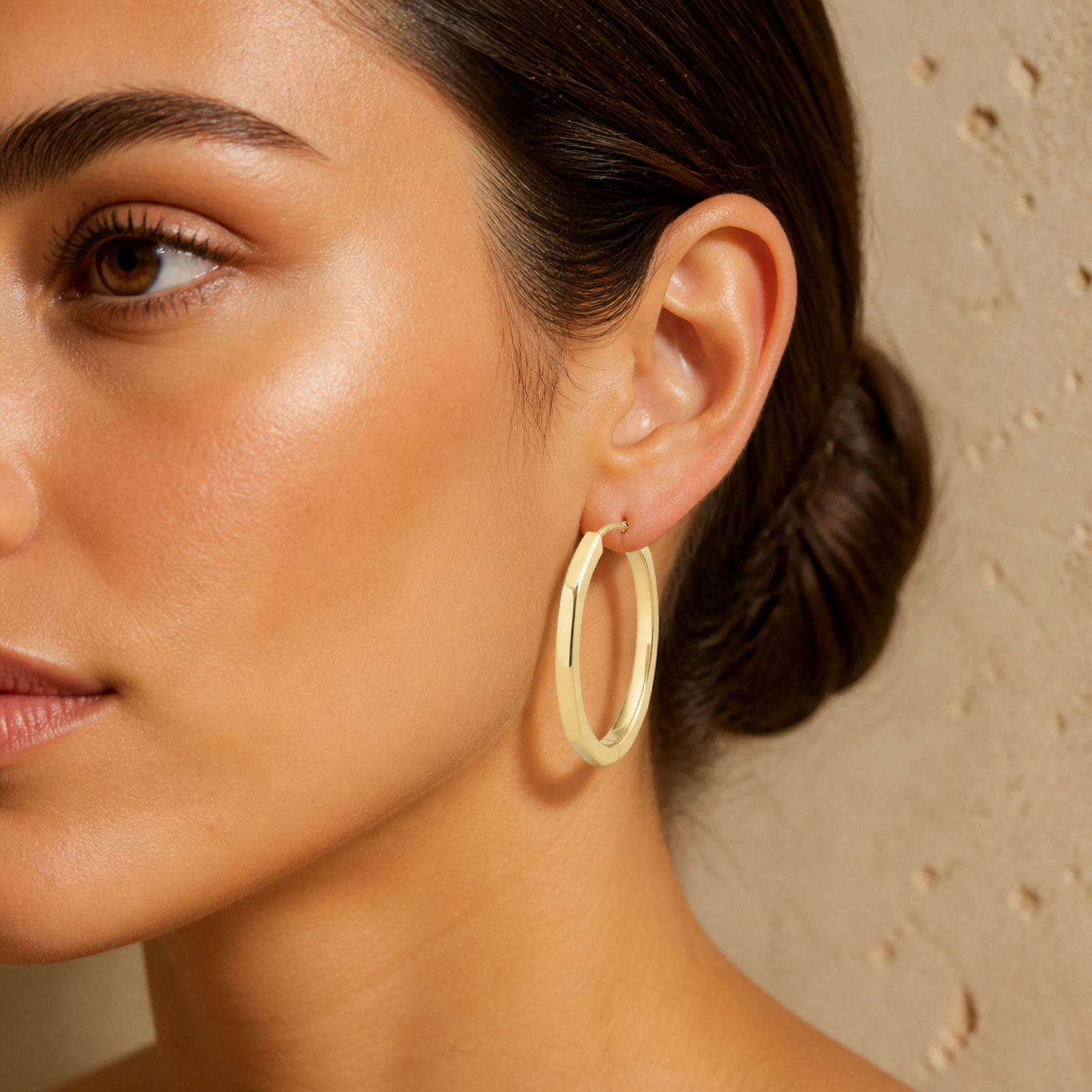 Yellow Gold — Arco Grande Hoop Earrings — view 4