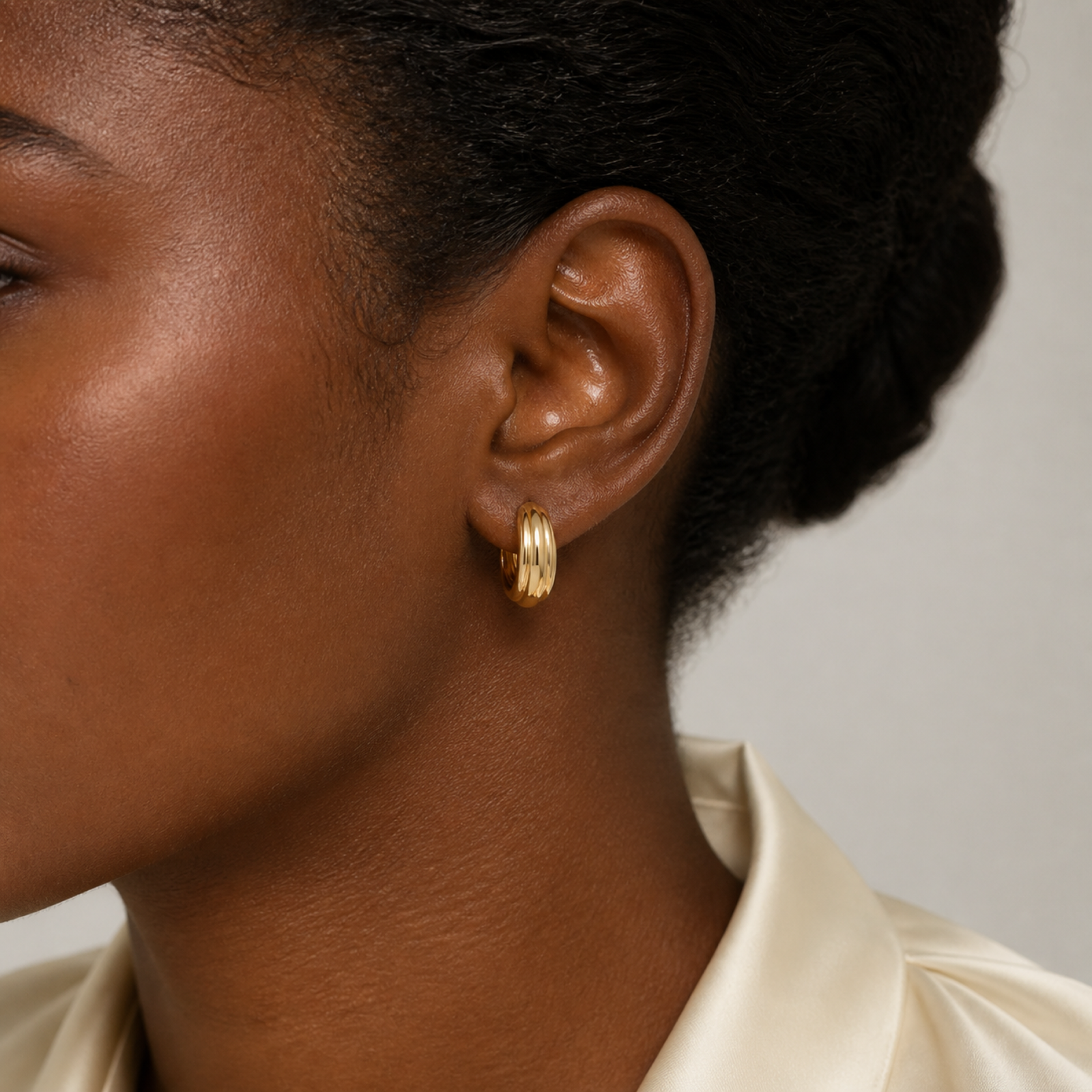 Yellow Gold — Cupola Huggie Earrings — view 5