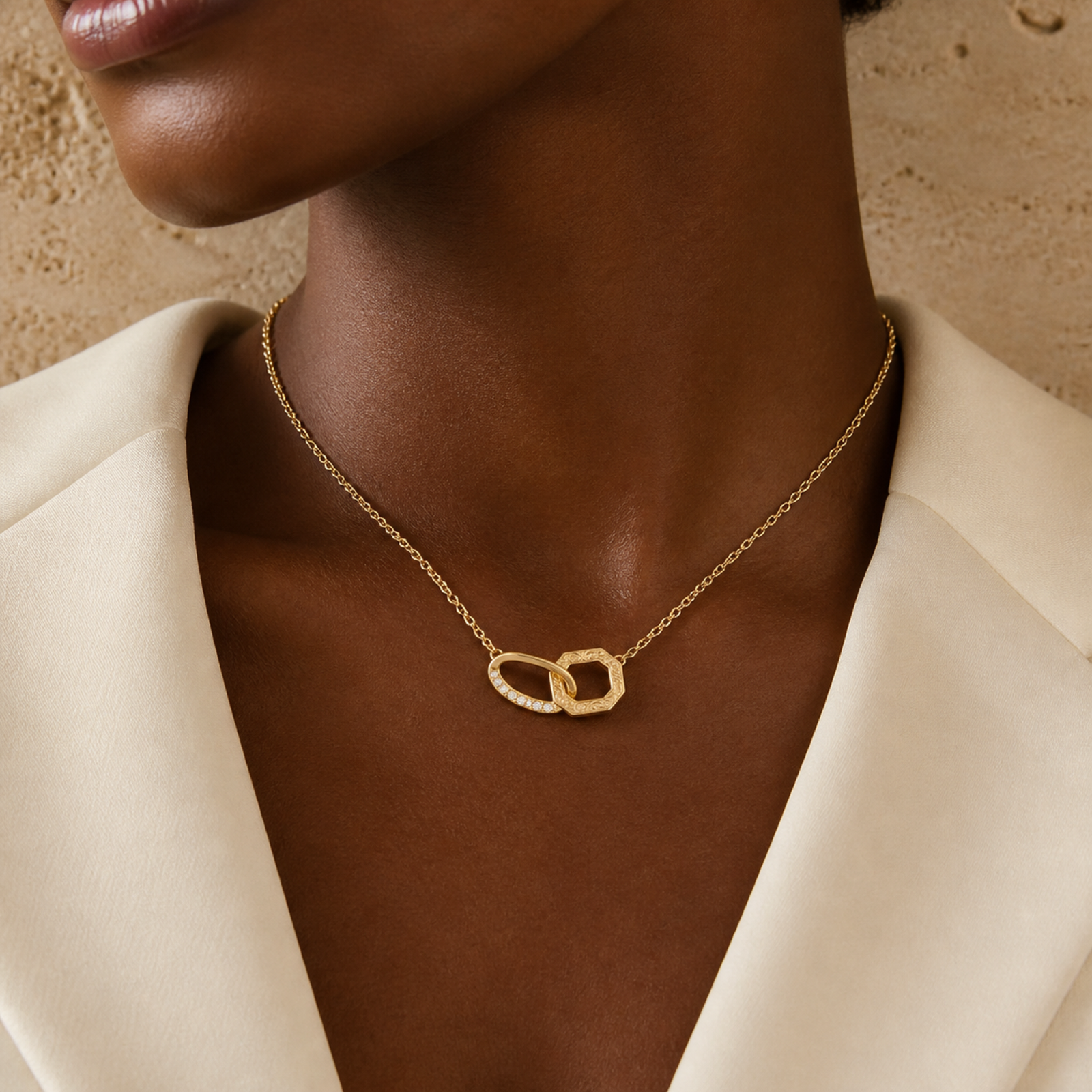 Yellow Gold — Vincolo Diamond Necklace — view 5