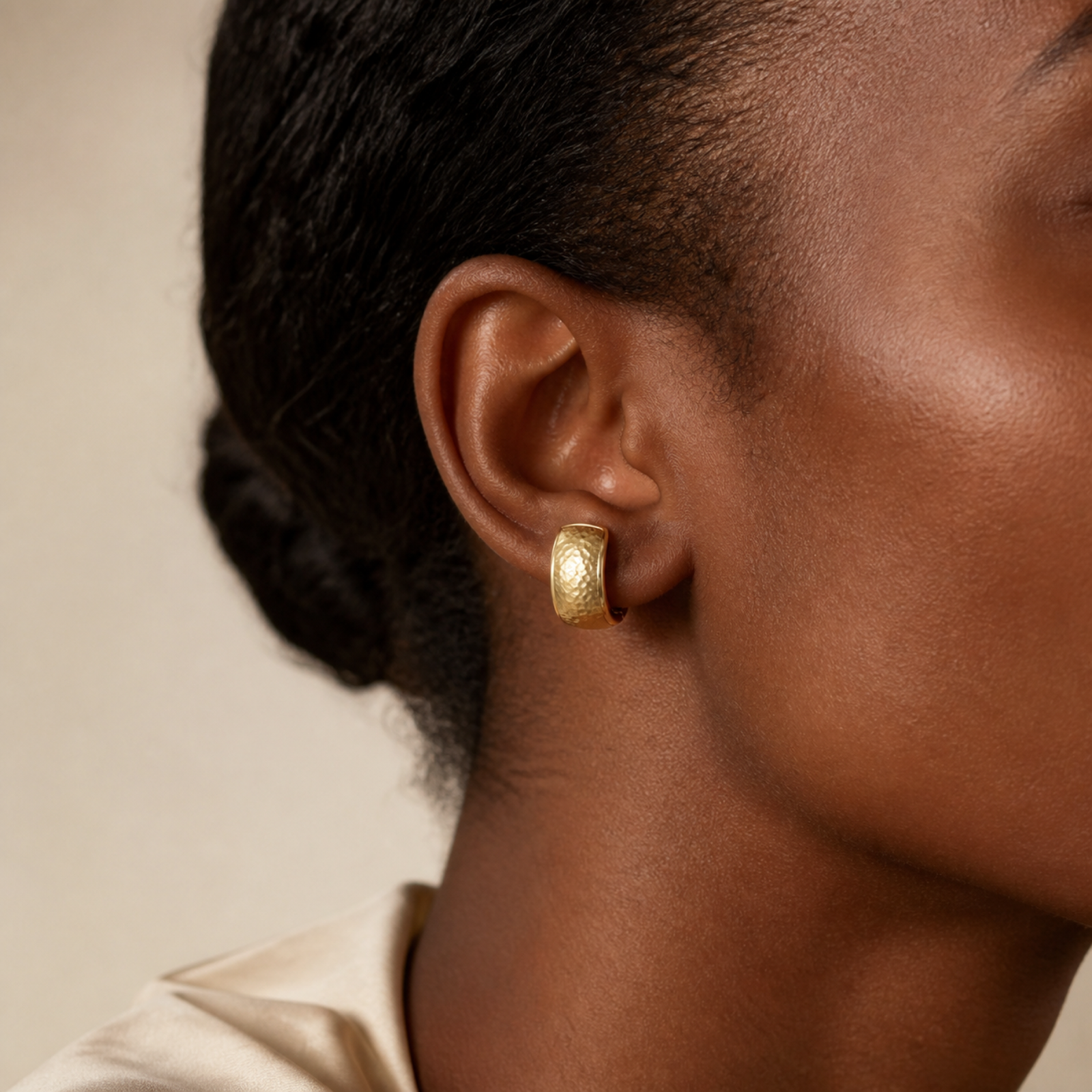Yellow Gold — Luna Piena Huggie Earrings — view 5