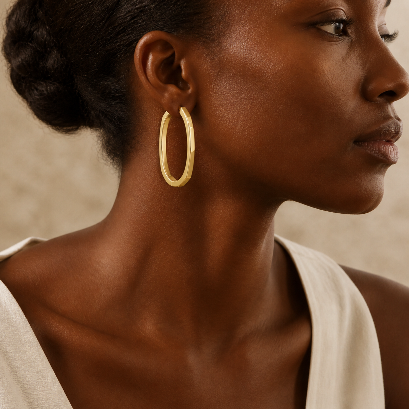 Yellow Gold — Arco Grande Hoop Earrings — view 5