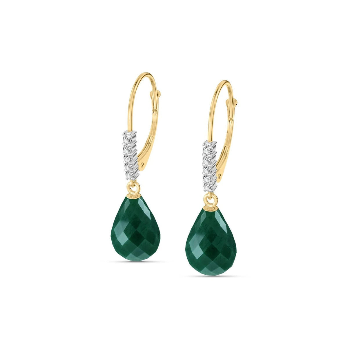 Yellow Gold Emerald & Diamond Leverback Earrings — Desideria — main product view