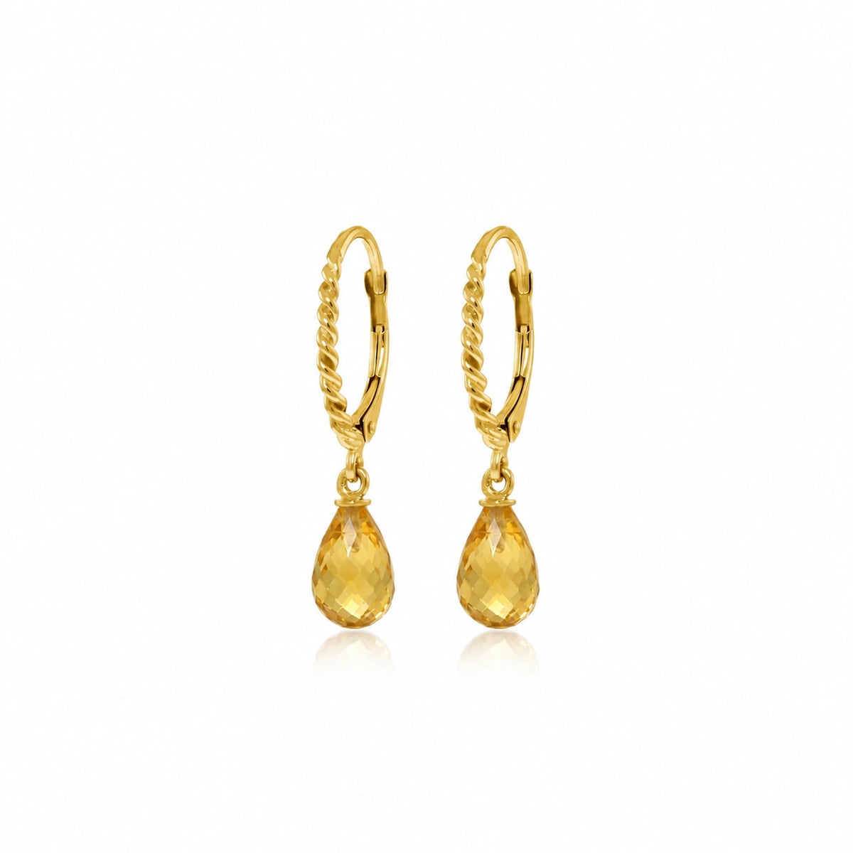 Yellow Gold Citrine Leverback Earrings — Clara — main product view