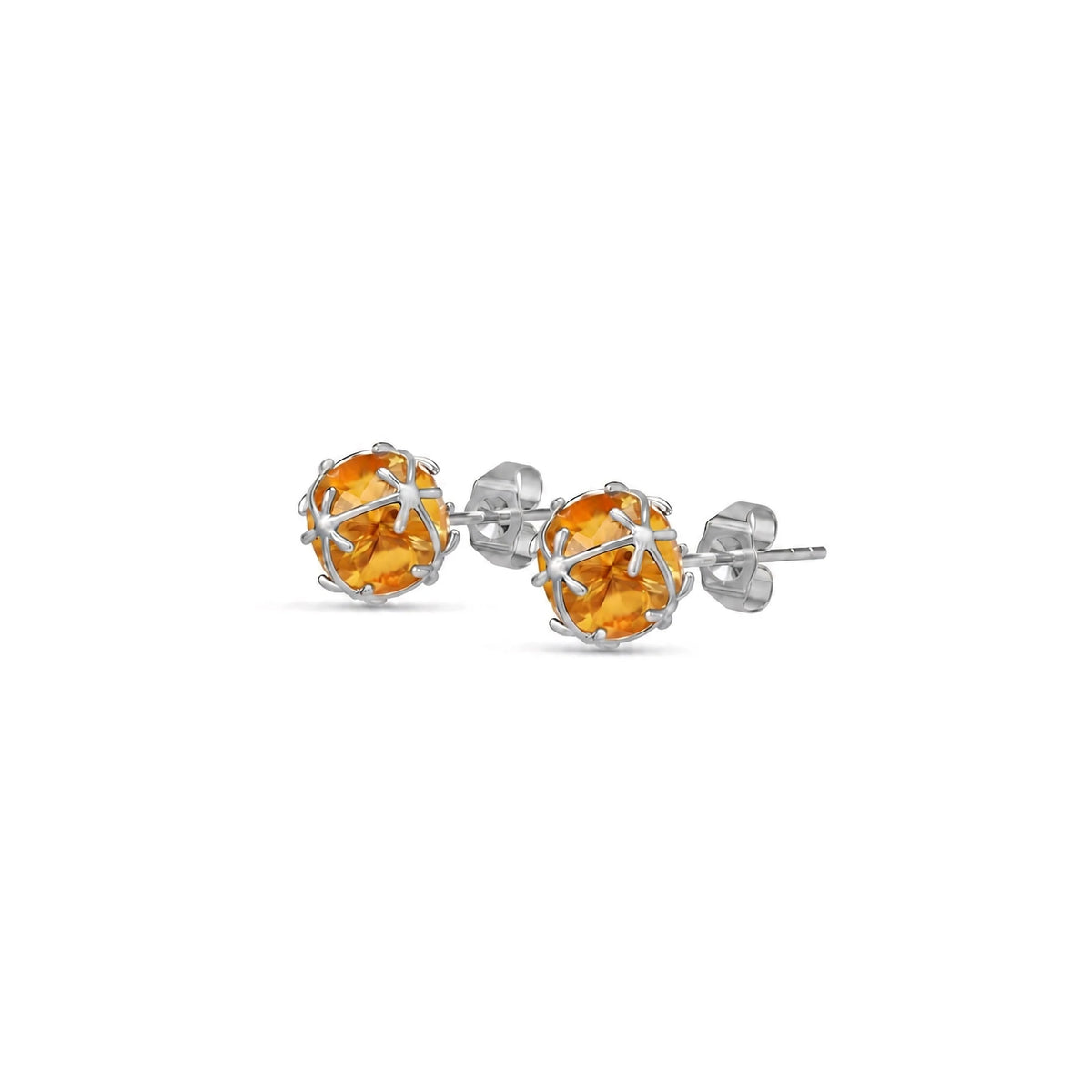 White Gold Citrine Stud Earrings — Alida — main product view