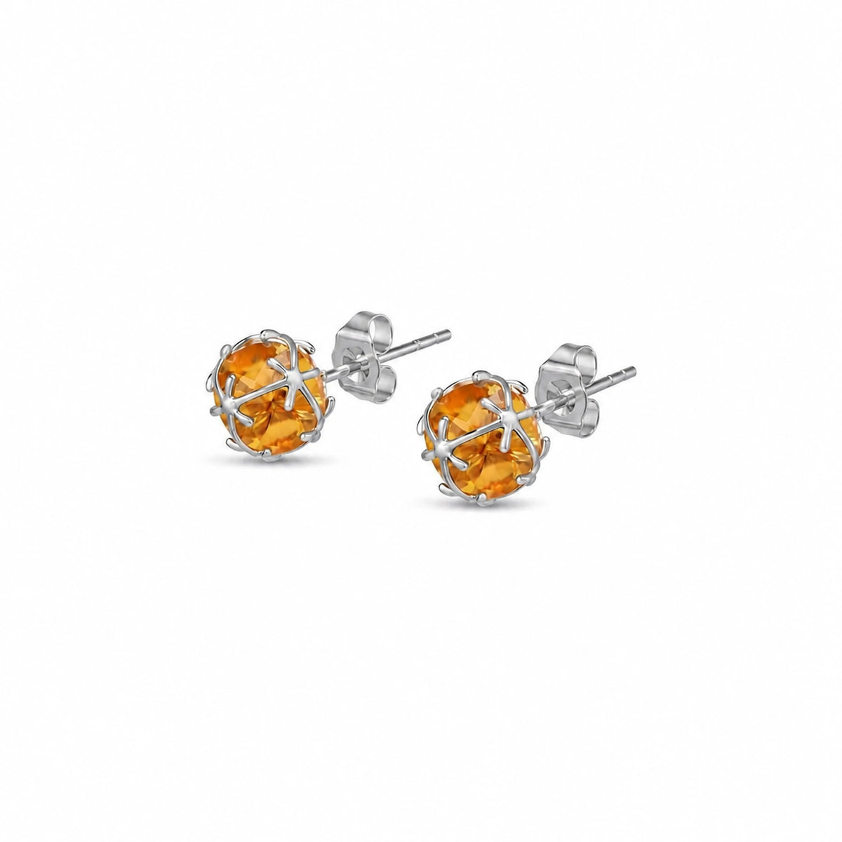 White Gold Citrine Stud Earrings — Alida — alternate product view
