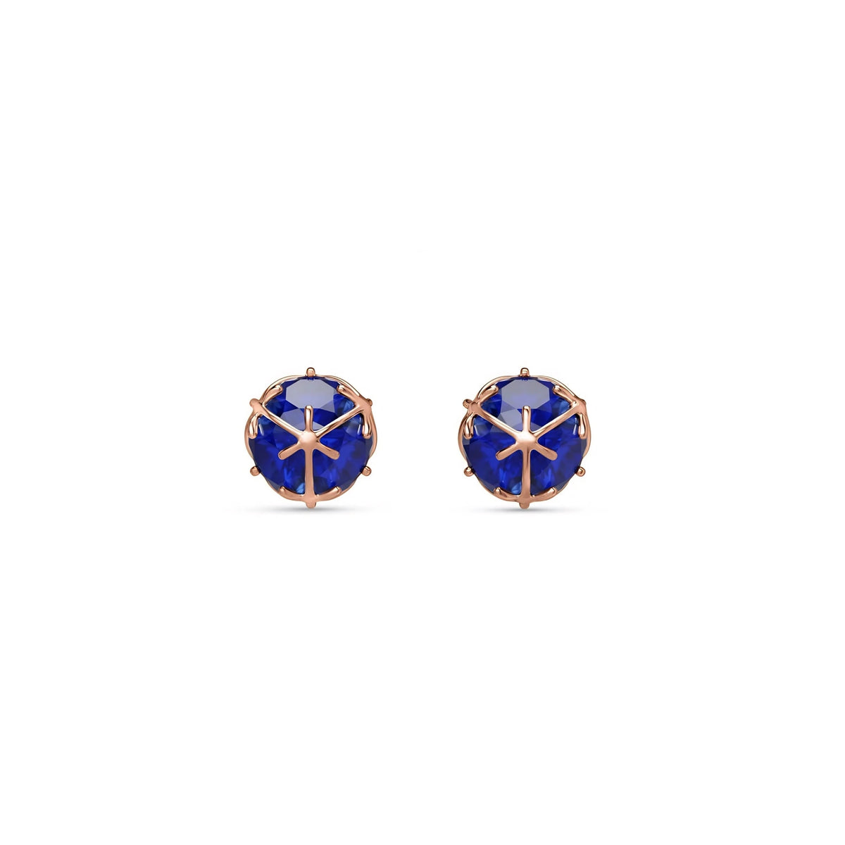 Rose Gold Sapphire Stud Earrings — Alida — alternate product view